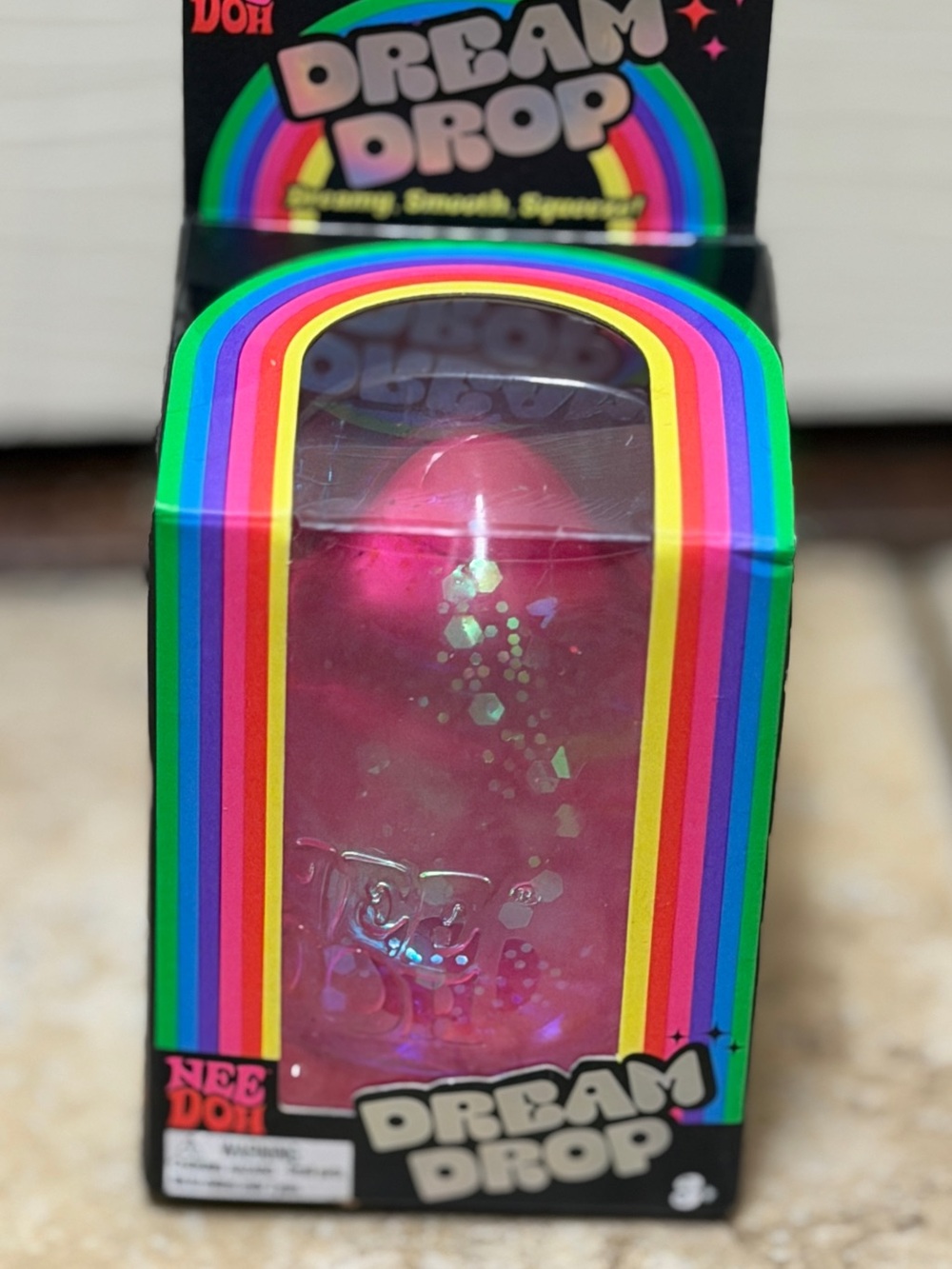 Needoh Dream Drop Pink Glitter Squishy